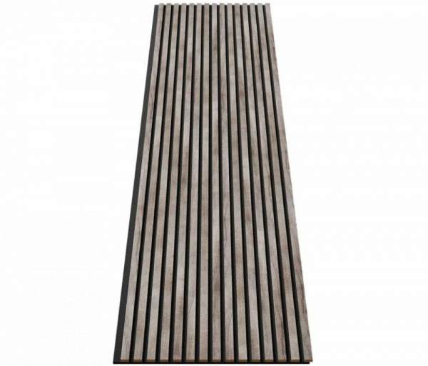 Акустическая панель, черный войлок, 2750х600х19мм, рейки МДФ дуб Дымчатый